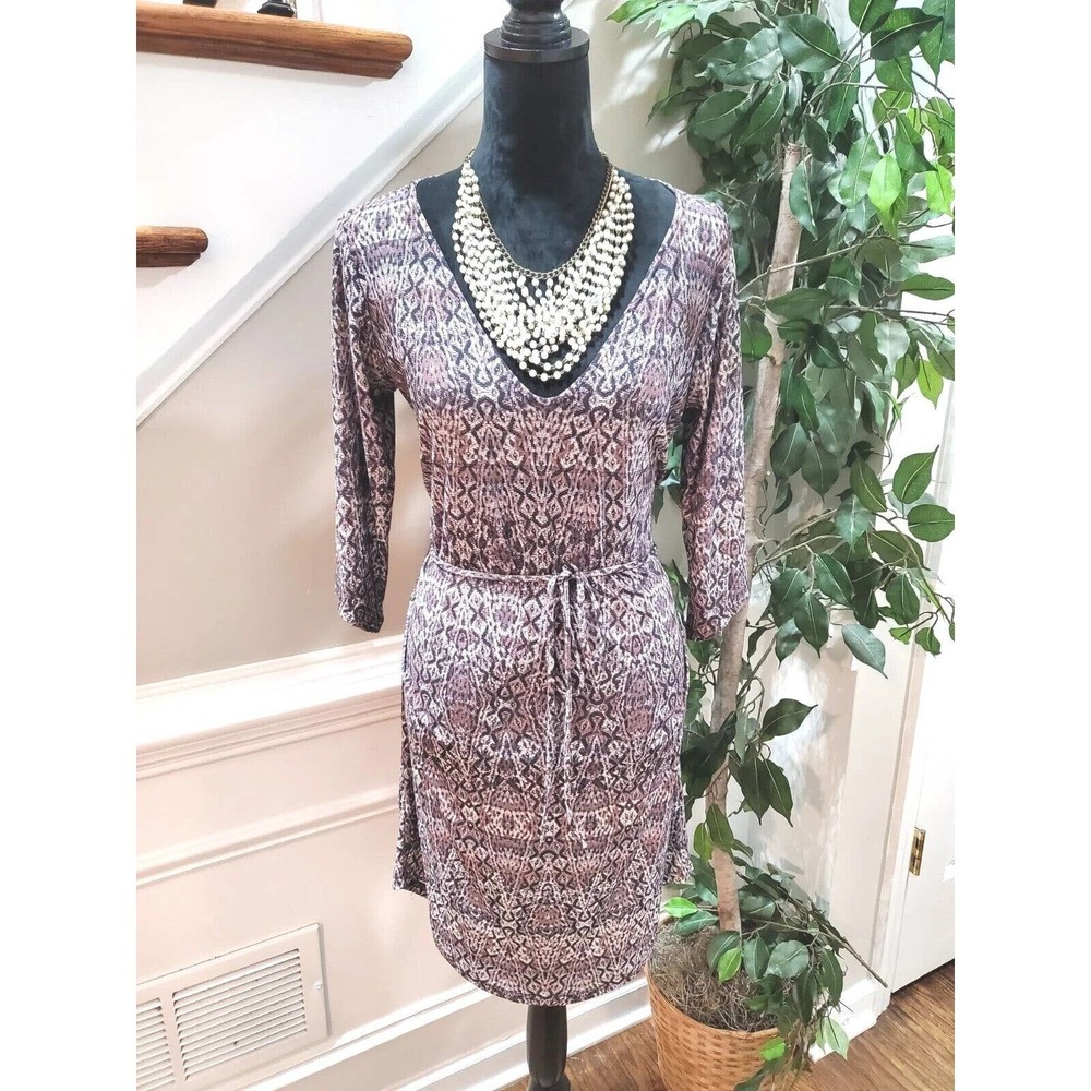 Viereck Women's Multicolor V-Neck Long Sleeve Knee Length Dress Size Medium